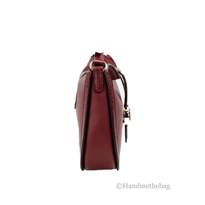 Michael Kors Gabby Dark Cherry Foldover Hobo Crossbody Bag - WanderMart Co.