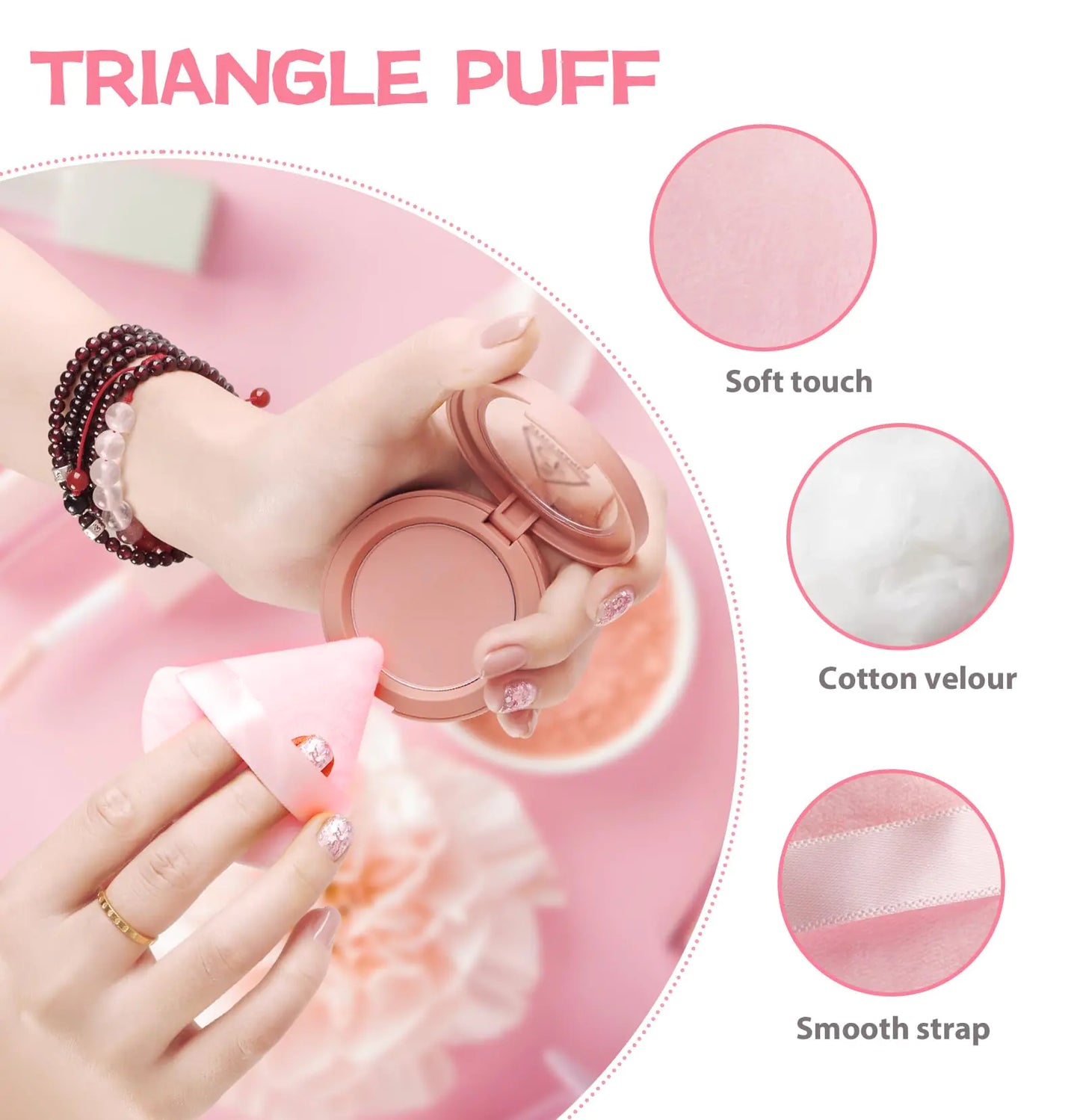 8 Pieces Triangle Powder Puff Face Soft Triangle Makeup Puff Velour Cosmetic Foundation Blender Sponge Beauty Makeup Tools Pink, Nude 8 Count (Pack of 1) - WanderMart Co.