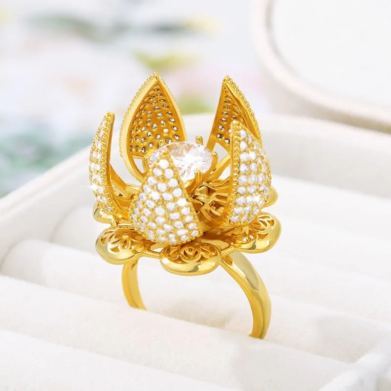 Gold Flower Bud Ring - WanderMart Co.