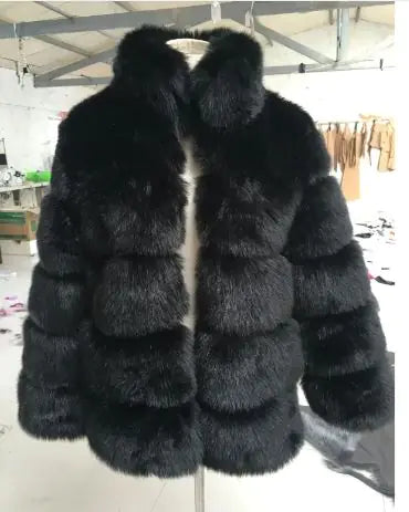 Faux Fox fur coat - WanderMart Co.