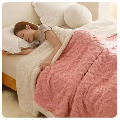 Warm Wool Coral Fleece Throw Blanket - WanderMart Co.