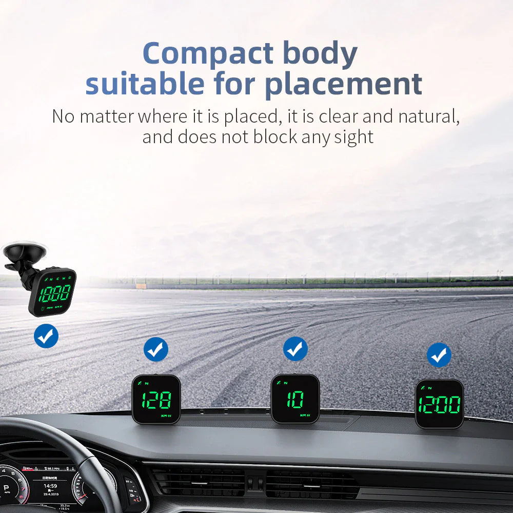 Digital Car HUD GPS Speedometer Head Up Display MPH KMH Compass Overspeed Alarm - WanderMart Co.