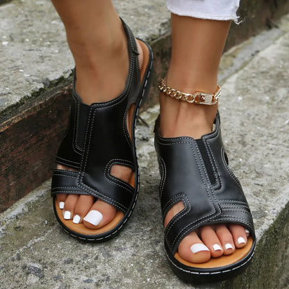 Orthopedic Leather Wedge Sandals - WanderMart Co.