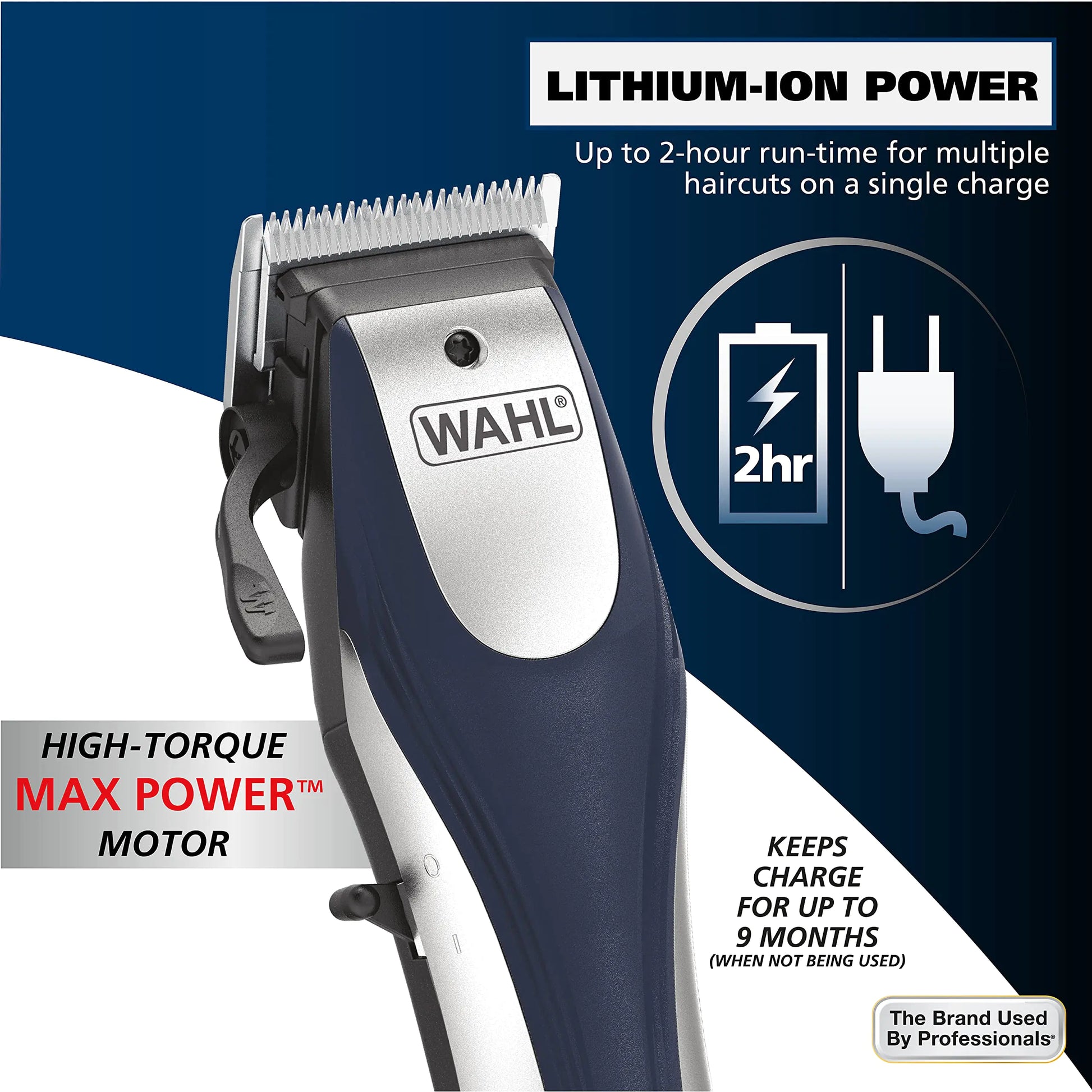 Wahl Lithium Ion Pro Rechargeable Cordless Hair Clippers for Men, Woman, & Children with Smart Charge Technology for Convenient at Home Haircutting - Model 79470 Sliver 22 Piece Set - WanderMart Co.