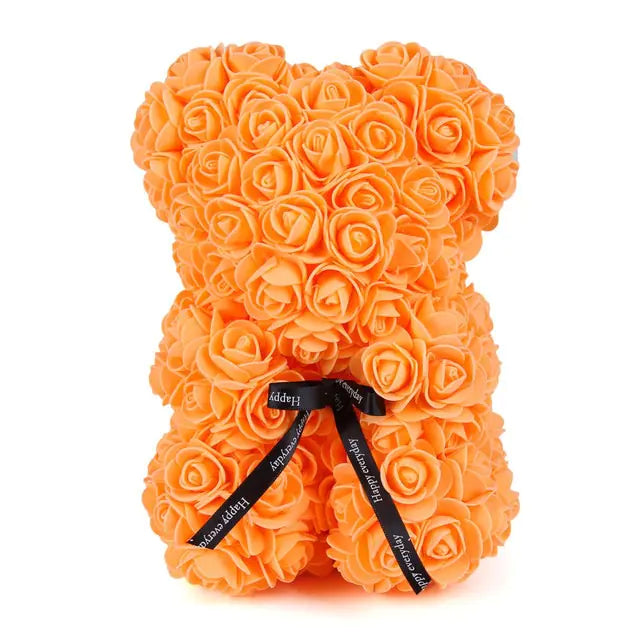 25cm Rose Teddy Bear From Flowers Bear With Flowers Red Rose Bear - WanderMart Co.