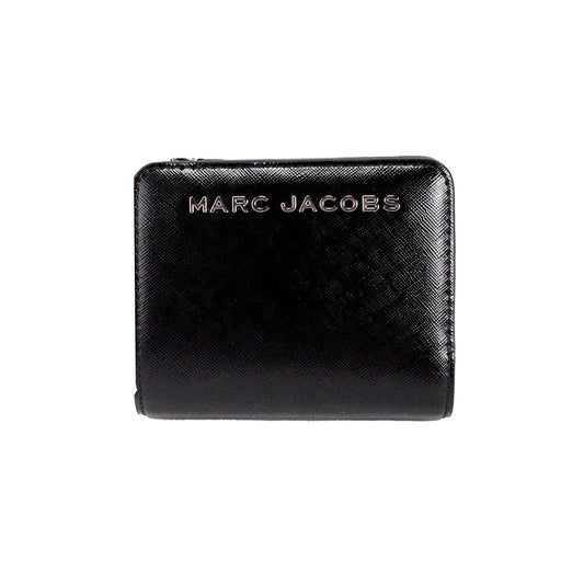 Marc Jacobs Mini Black Leather Compact Coin Pouch Wallet - WanderMart Co.