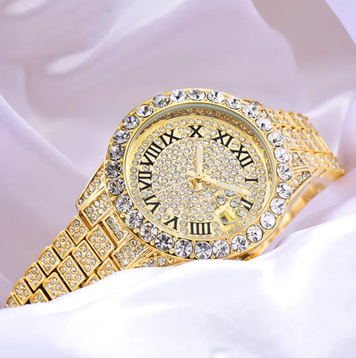 Luminous Women's Quartz Watch with Diamond Inlaid Waterproof Design and Calendar - WanderMart Co.