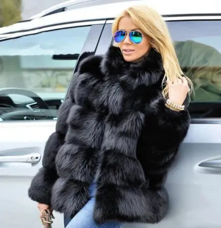 Faux Fox fur coat - WanderMart Co.