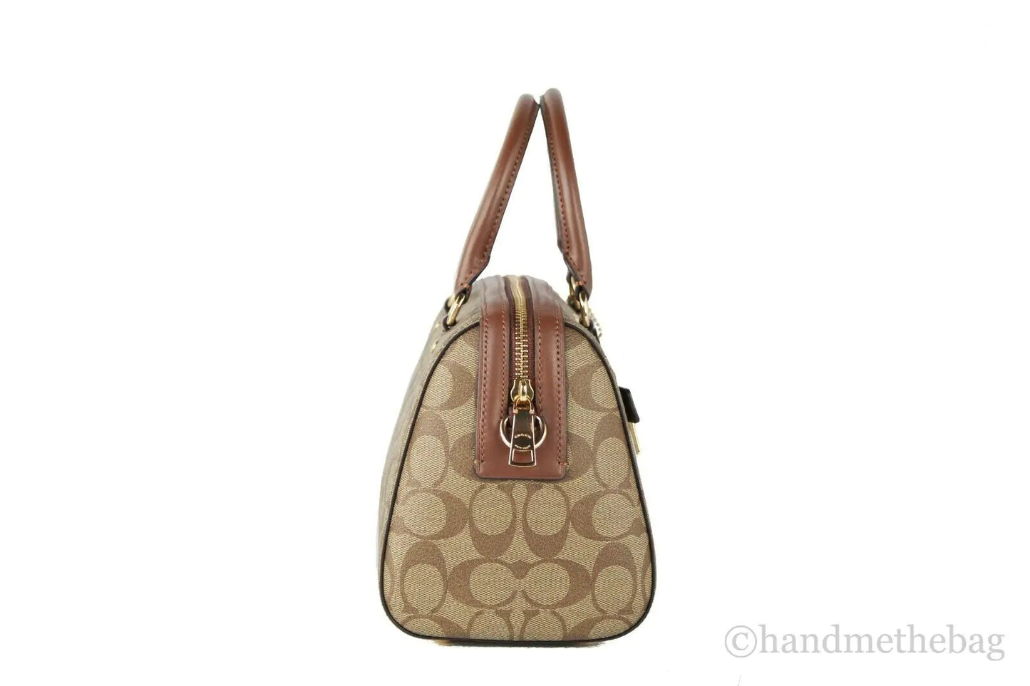 Coach (F83607) Rowan Khaki Saddle Leather Medium Satchel Crossbody Bag Handbag - WanderMart Co.