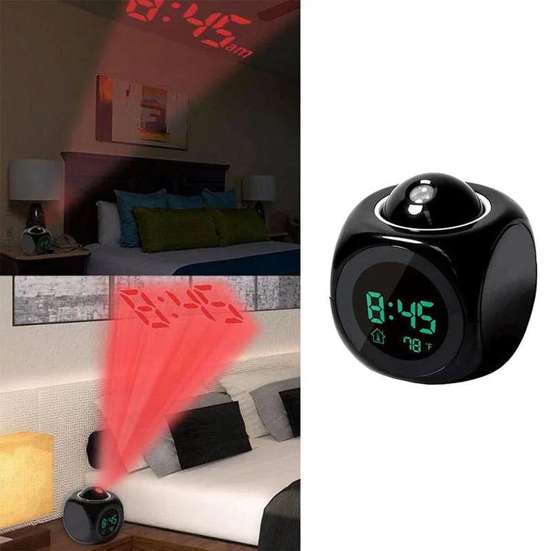 LED Projection Alarm Clock Digital LCD Display Voice Talking Weather Snooze USB - WanderMart Co.