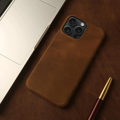 Genuine Leather iPhone Case Vintage Aesthetic - WanderMart Co.