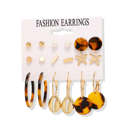 Gold Sequin Drop Earrings Set - WanderMart Co.