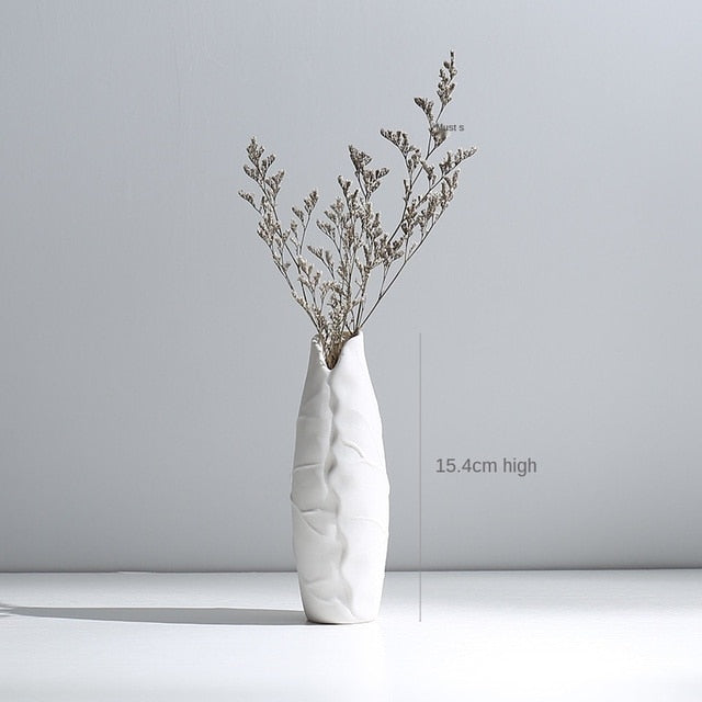 Modern Minimalist White Hemp Rope Ceramic Vase - WanderMart Co.