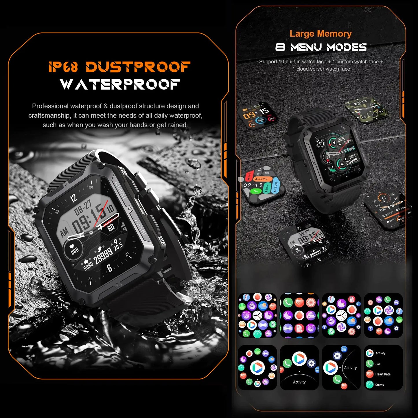 Upgraded Waterproof Smart Watch - WanderMart Co.