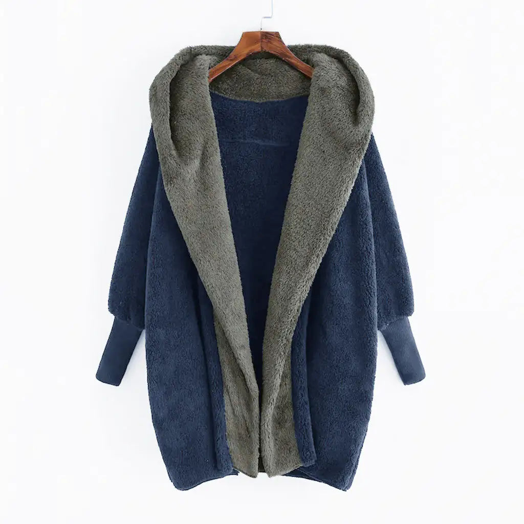 Double-Sided Velvet Hooded Loose Cardigan Coat - WanderMart Co.