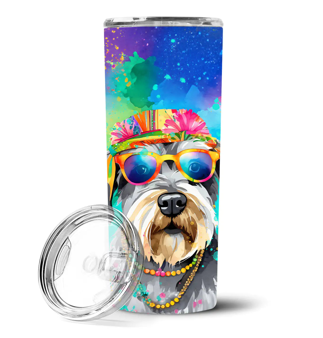 Schnauzer Hippie Dawg Stainless Steel Skinny Tumbler - WanderMart Co.