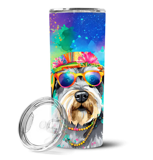 Schnauzer Hippie Dawg Stainless Steel Skinny Tumbler - WanderMart Co.