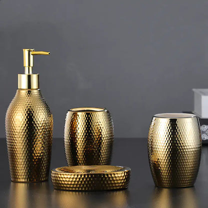 Golden Ceramic 4-Piece Bathroom Set - WanderMart Co.