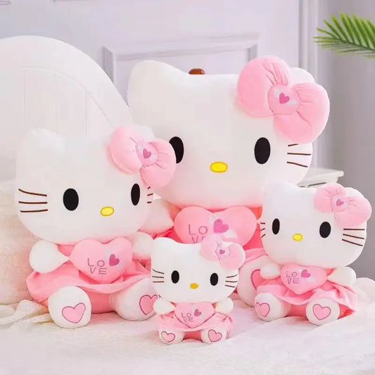 Kawaii Kitty Jumbo Pink Heart Plushie - WanderMart Co.