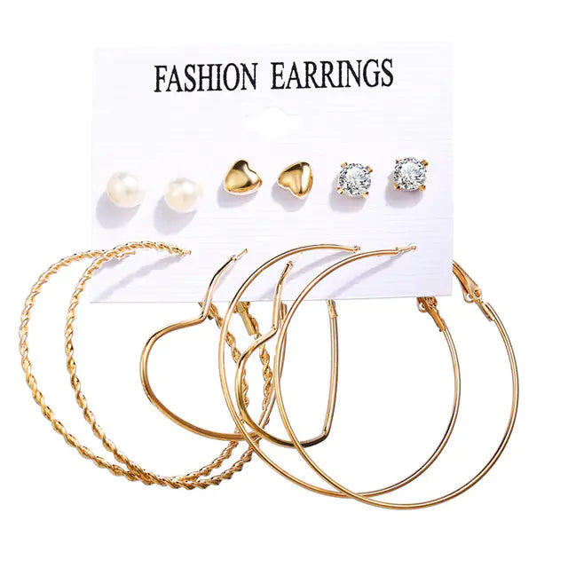 Gold Sequin Drop Earrings Set - WanderMart Co.