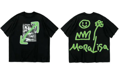 Graffiti Mona Lisa Smile Face Streetwear T-Shirts - WanderMart Co.