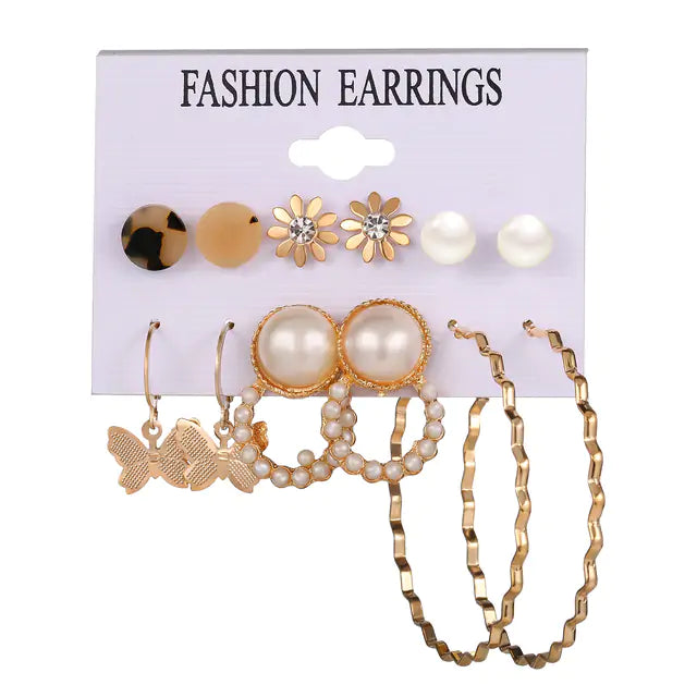 Gold Sequin Drop Earrings Set - WanderMart Co.