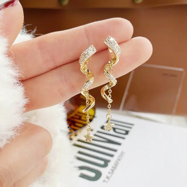 Elegant 14K Gold CZ Stud Earrings - WanderMart Co.