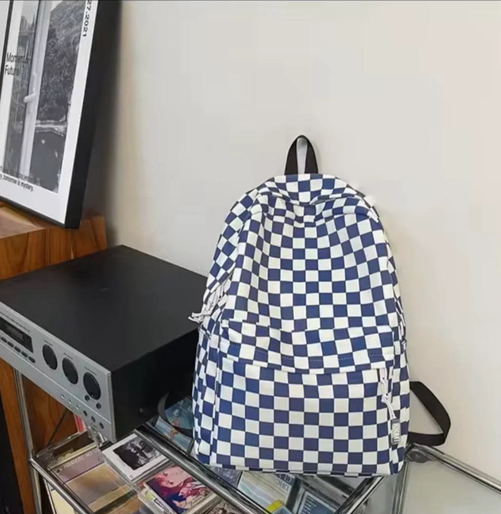 Checkered Colour School Backpack for Boys and Girls - Stylish Japanese Junior High School Bag - WanderMart Co.