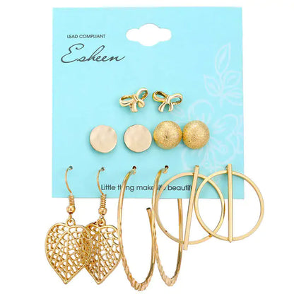 Gold Sequin Drop Earrings Set - WanderMart Co.