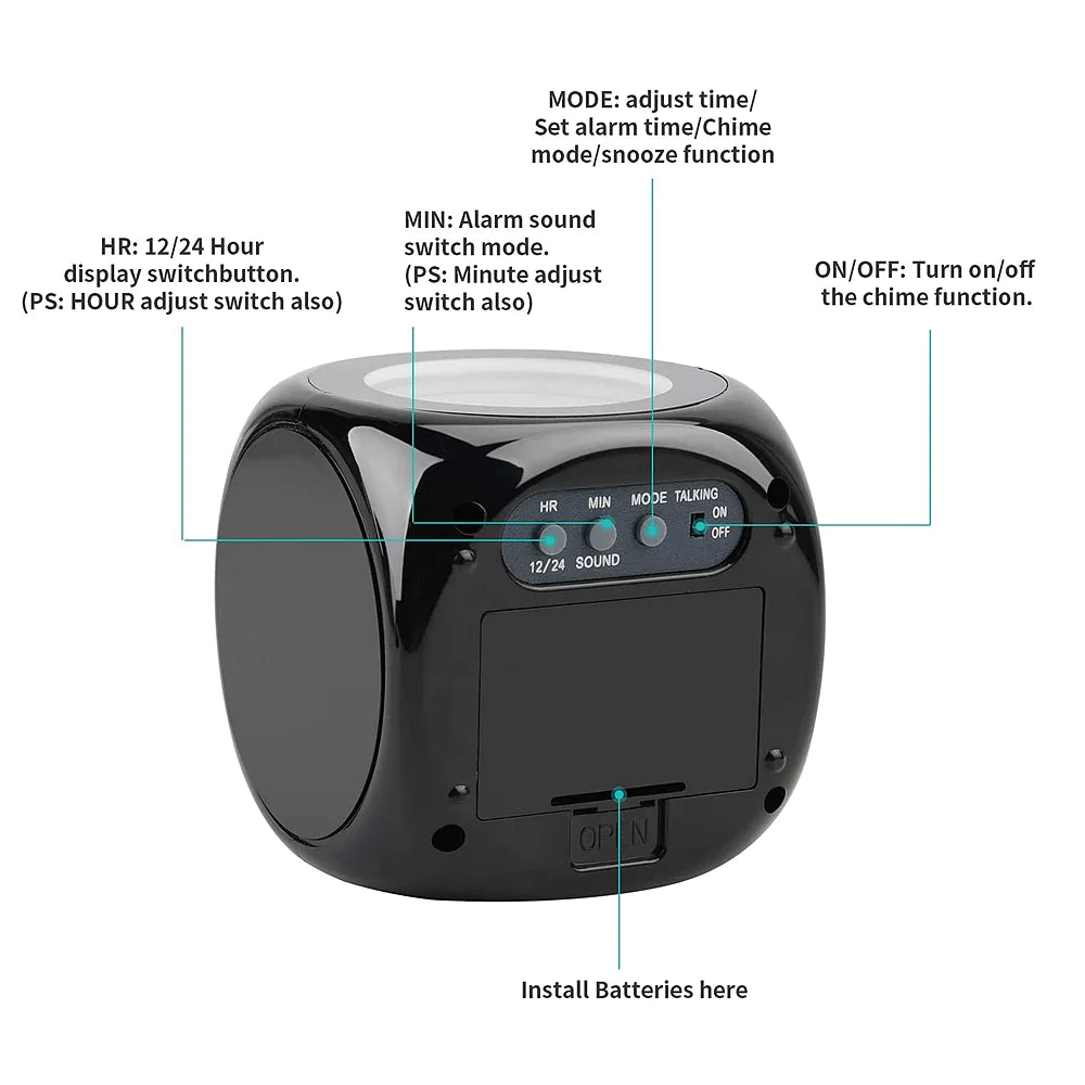 LED Projection Alarm Clock Digital LCD Display Voice Talking Weather Snooze USB - WanderMart Co.