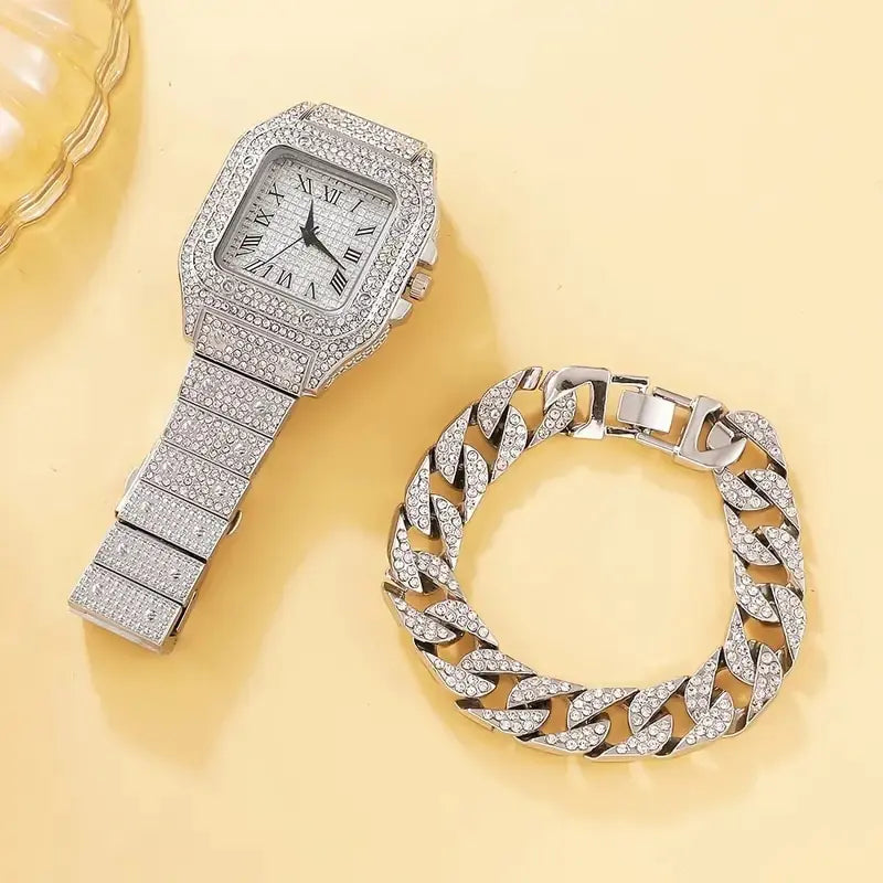 2Pcs Set Diamond Women Watches - WanderMart Co.