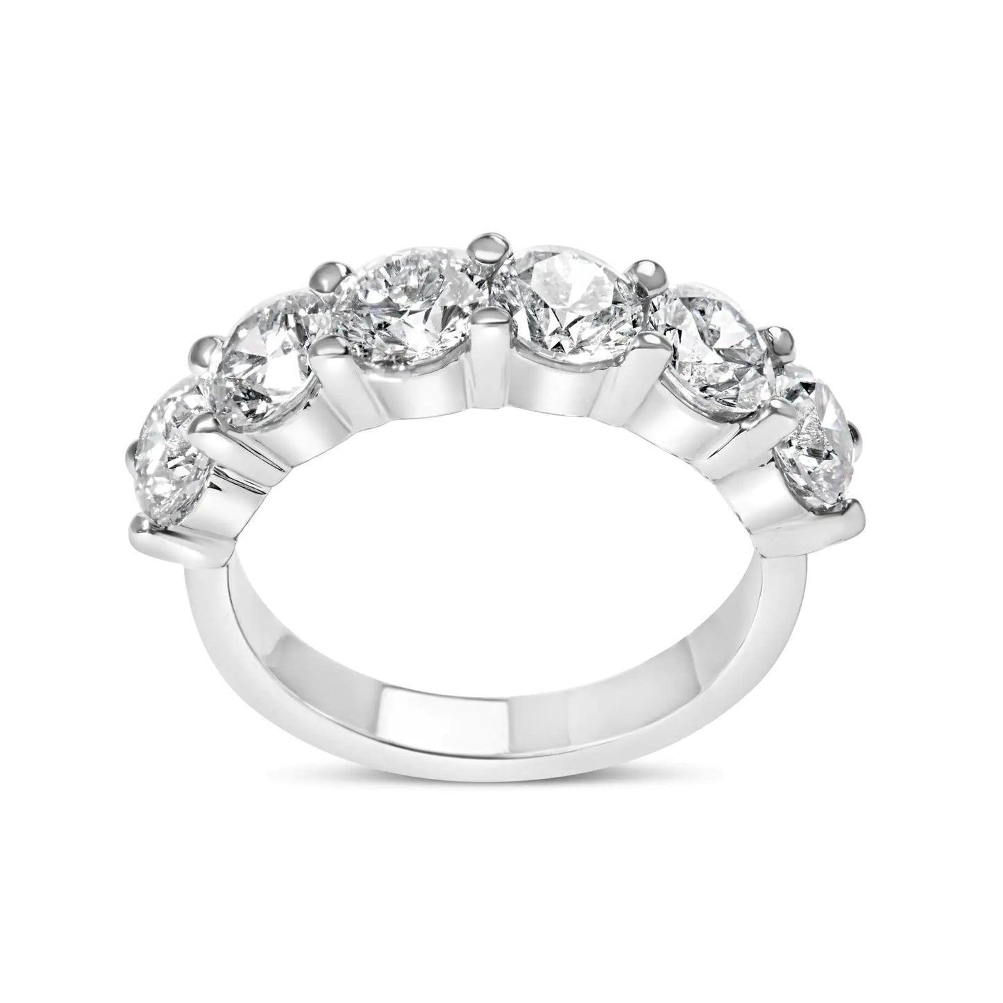 14K White Gold 3.0 Cttw Lab-Grown Diamond Shared Prong Set 6 Stone Band Ring (G-H Color, VS2-SI1 Clarity) - WanderMart Co.