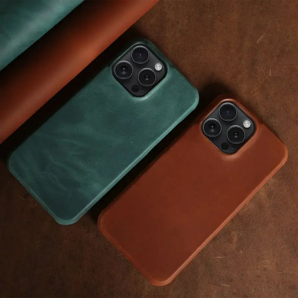 Genuine Leather iPhone Case Vintage Aesthetic - WanderMart Co.