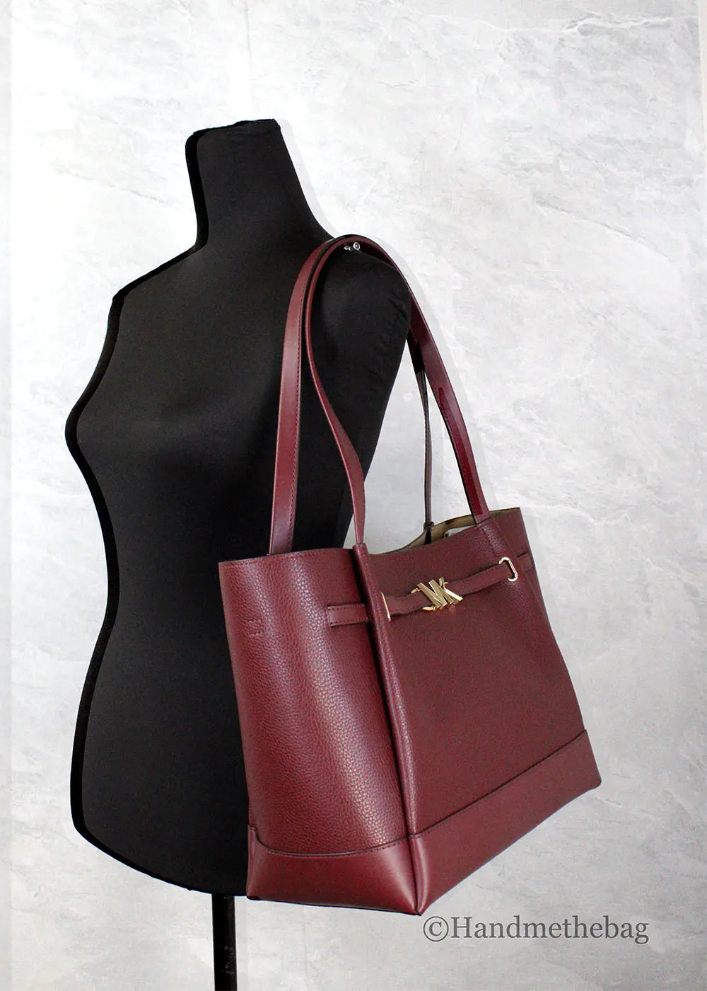 Michael Kors Reed Large Dark Cherry Leather Belted Tote - WanderMart Co.