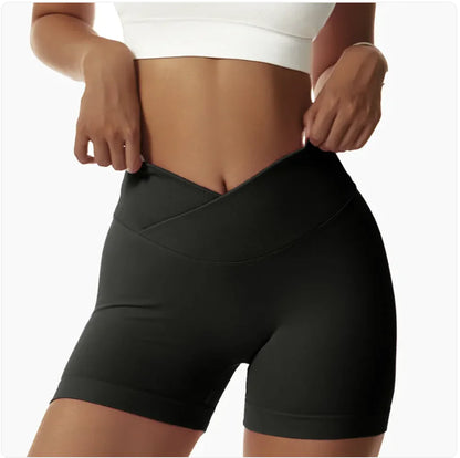 High-Waist Elastic Yoga Shorts with Peach-Lift Design - WanderMart Co.