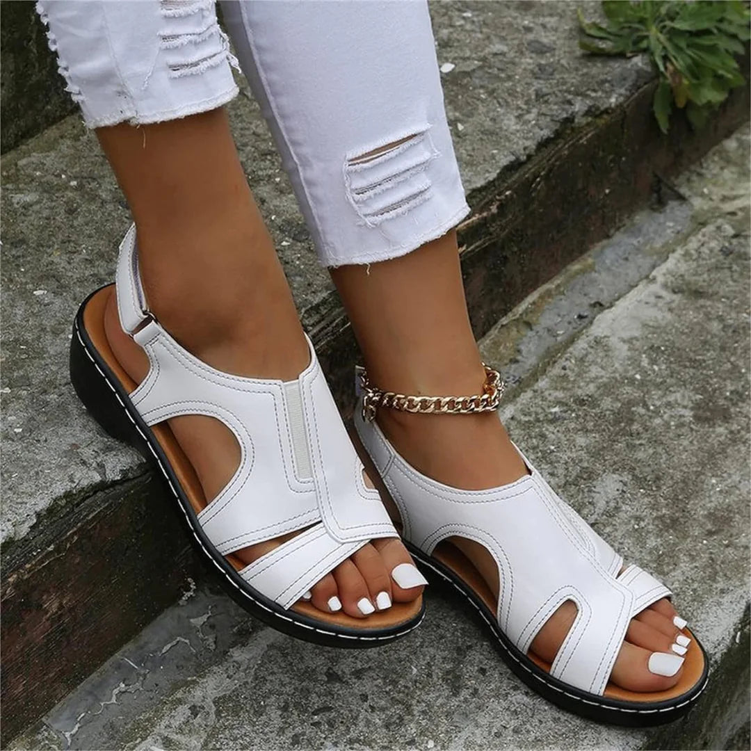 Orthopedic Leather Wedge Sandals - WanderMart Co.