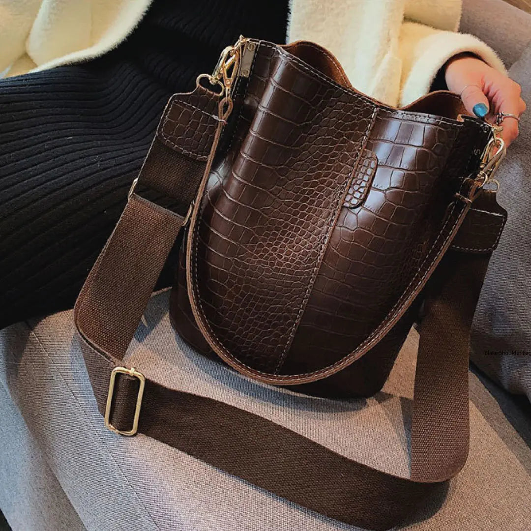 Blake Shoulder Bag -Chocolate Croc - WanderMart Co.