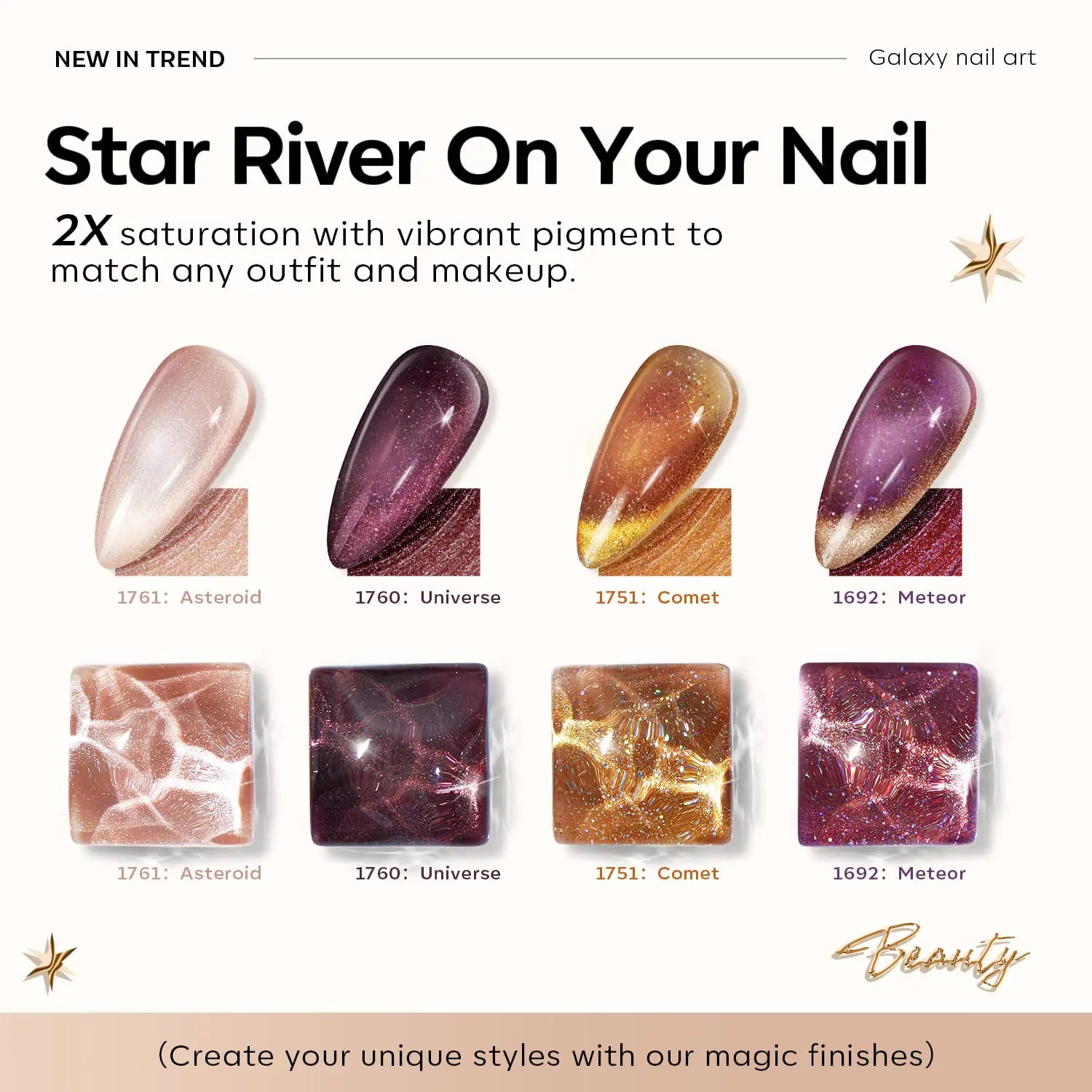 modelones Cat Eye Gel Nail Polish Set 6 Colors, Glitter Nude Shiny Champagne Burgundy Gold Magnetic Effect Sparkle Stunning Home Nail Art Gel Kit Gift A- Cosmo Party - WanderMart Co.