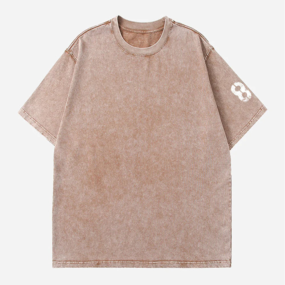 Distressed Round Neck Short Sleeve T-Shirt - WanderMart Co.