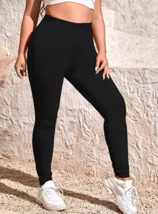 PlusFit High-Waist Stretch Leggings - WanderMart Co.