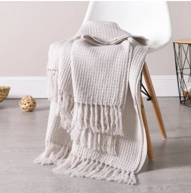 Plain Knitted Wool Blanket - WanderMart Co.