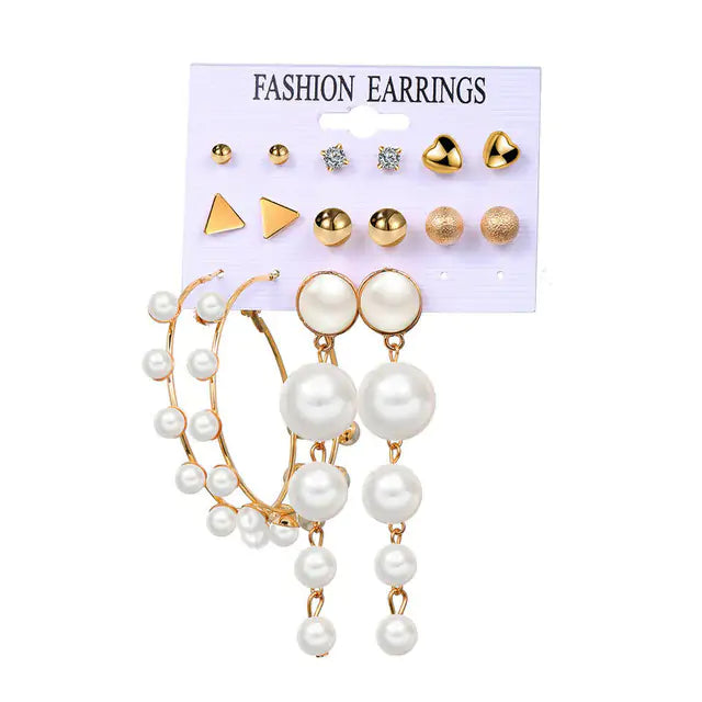 Gold Sequin Drop Earrings Set - WanderMart Co.