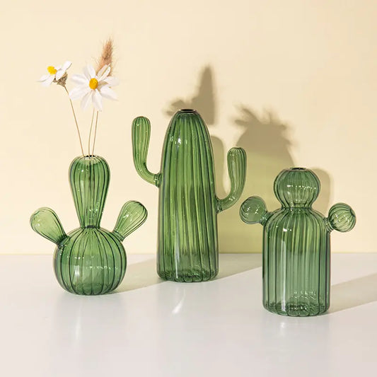 Modern Transparent Cactus Glass Vase for Room Decoration - WanderMart Co.