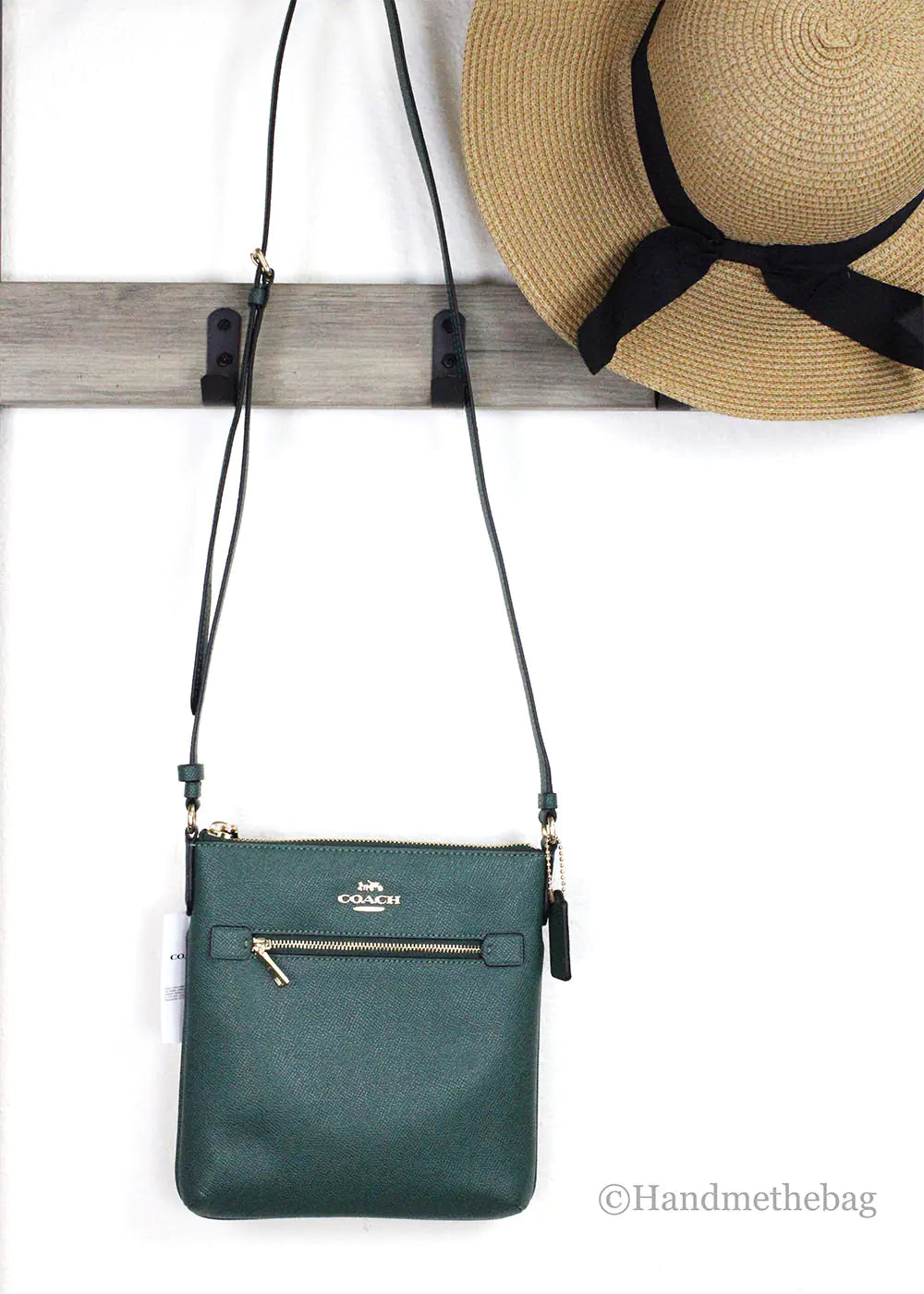 Coach Rowan Mini Dark Pine Leather File Crossbody - WanderMart Co.