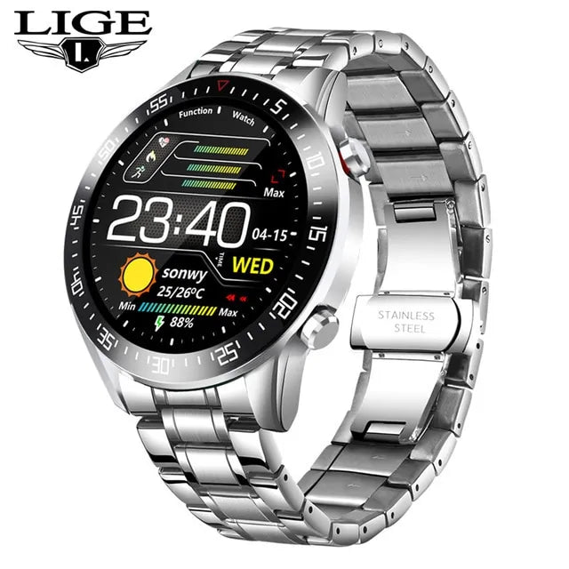 LIGE 2021 New Steel Band Smart Watch - WanderMart Co.