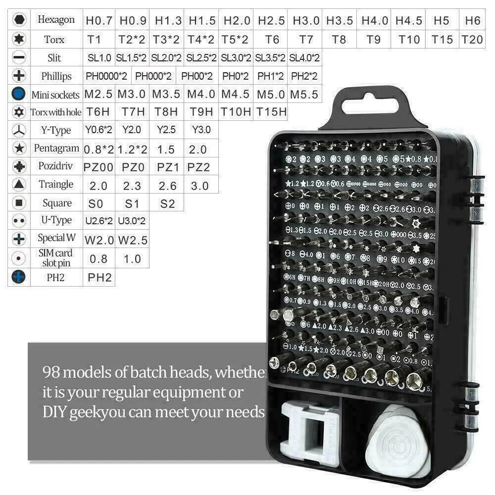 Magnetic Screwdriver Bit Set For iPhone Macbook Tool Kit Set Repair Watch 117PCS - WanderMart Co.