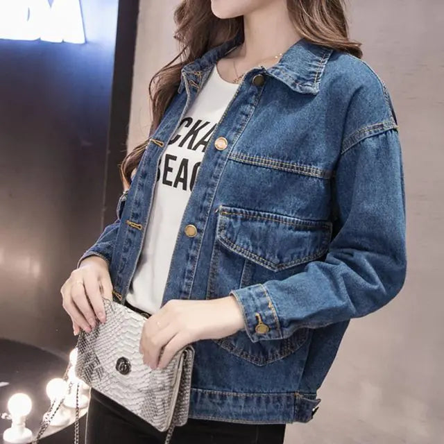 Women's Long Sleeve Denim Jacket - WanderMart Co.