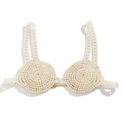 White Beaded Pearl Corset Bra - WanderMart Co.