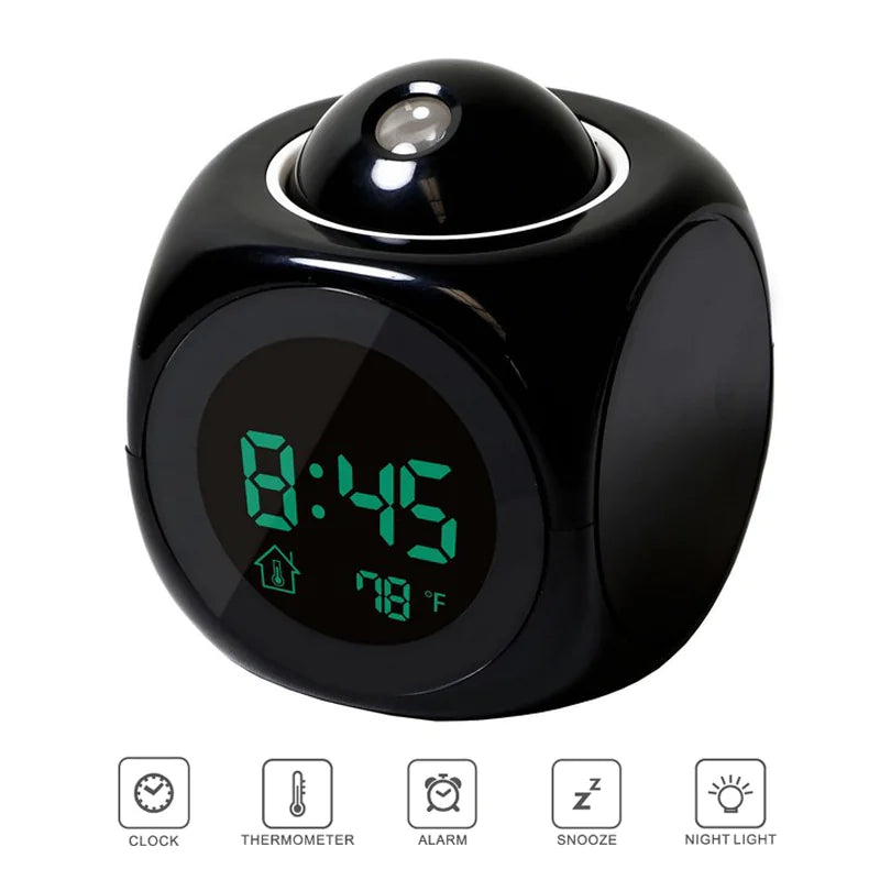 LED Projection Alarm Clock Digital LCD Display Voice Talking Weather Snooze USB - WanderMart Co.