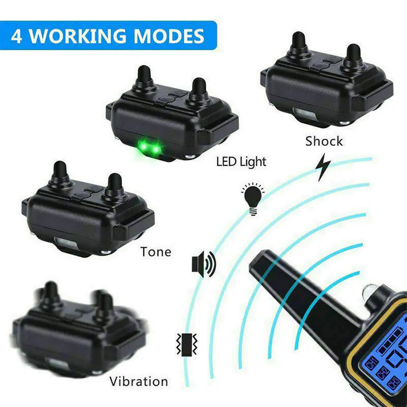 2700 FT Remote Dog Shock Training Collar Rechargeable Waterproof LCD Pet Trainer - WanderMart Co.